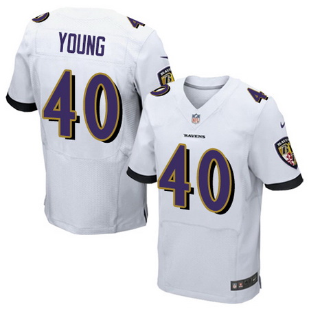 Nike Ravens #40 Kenny Young White Mens Stitched NFL New Elite Je