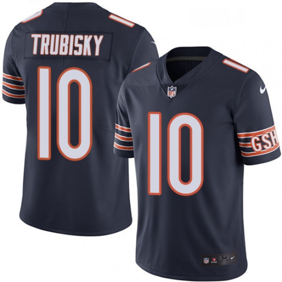 Youth Nike Chicago Bears 10 Mitchell Trubisky Navy Blue Team Color Vapor Untouchable Limited Player 