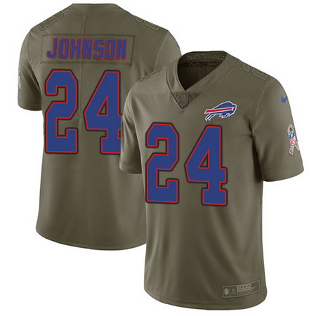 Nike Bills #24 Taron Johnson Olive Mens Stitched NFL Limited 201