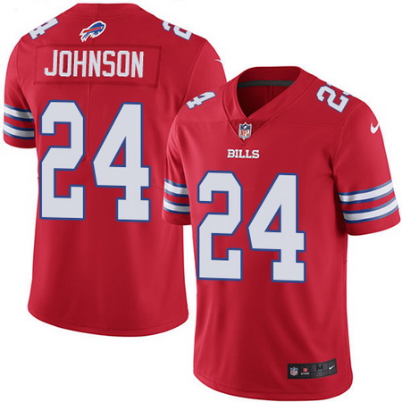 Nike Bills #24 Taron Johnson Red Mens Stitched NFL Limited Rush Jersey