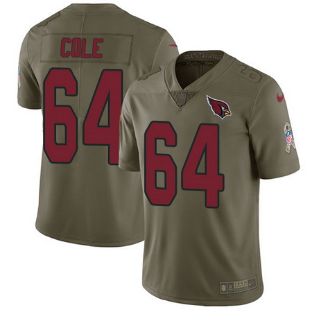 Nike Cardinals #64 Mason Cole Olive Mens Stitched NFL Limited 20