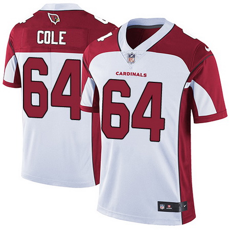Nike Cardinals #64 Mason Cole White Mens Stitched NFL Vapor Unto