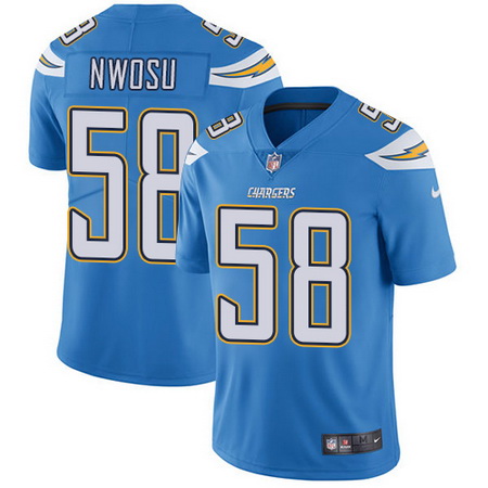 Nike Chargers #58 Uchenna Nwosu Electric Blue Alternate Mens Stitched NFL Vapor Untouchable Limited 