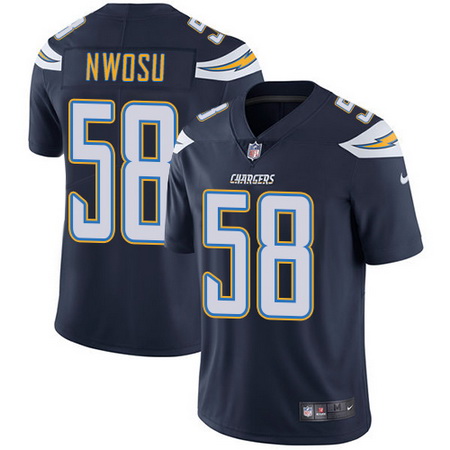 Nike Chargers #58 Uchenna Nwosu Navy Blue Team Color Mens Stitched NFL Vapor Untouchable Limited Jer