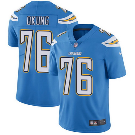 Nike Chargers #76 Russell Okung Electric Blue Alternate Mens Stitched NFL Vapor Untouchable Limited 