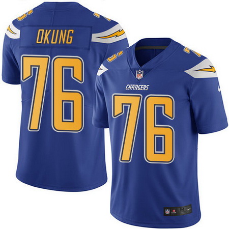 Nike Chargers #76 Russell Okung Electric Blue Mens Stitched NFL 