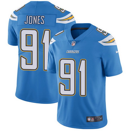 Nike Chargers #91 Justin Jones Electric Blue Alternate Mens Stitched NFL Vapor Untouchable Limited J