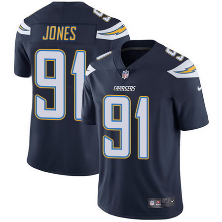 Nike Chargers #91 Justin Jones Navy Blue Team Color Mens Stitched NFL Vapor Untouchable Limited Jers