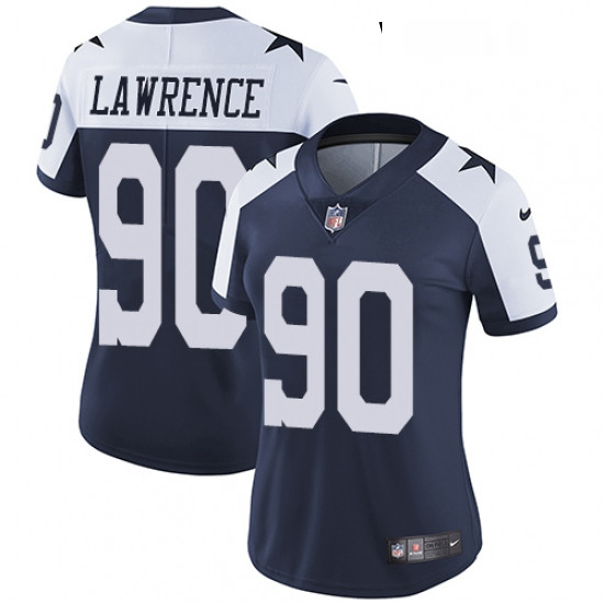 Womens Nike Dallas Cowboys 90 Demarcus Lawrence Navy Blue Throwback Alternate Vapor Untouchable Limi