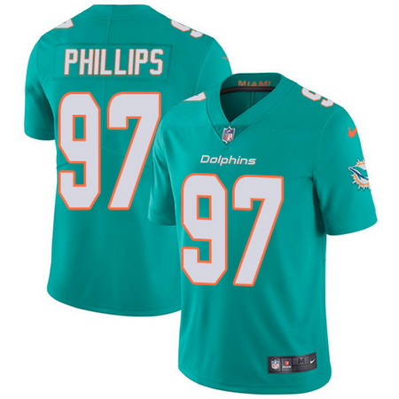 Nike Dolphins #97 Jordan Phillips Aqua Green Team Color Mens Stitched NFL Vapor Untouchable Limited 