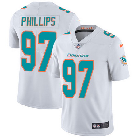 Nike Dolphins #97 Jordan Phillips White Mens Stitched NFL Vapor Untouchable Limited Jersey