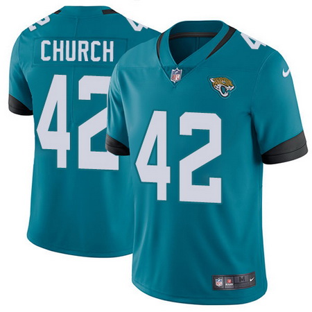 Nike Jaguars #42 Barry Church Teal Green Team Color Mens Stitche