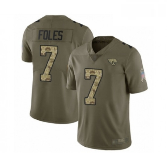 Men Jacksonville Jaguars 7 Nick Foles Limited Olive Camo 2017 Salute to Service Football Jersey