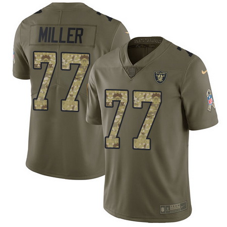 Nike Raiders #77 Kolton Miller Olive Camo Mens Stitched NFL Limi