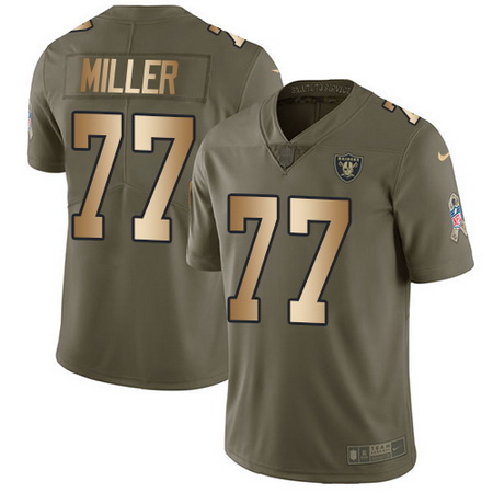 Nike Raiders #77 Kolton Miller Olive Gold Mens Stitched NFL Limi