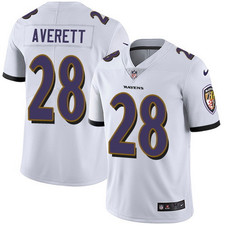 Nike Ravens #28 Anthony Averett White Mens Stitched NFL Vapor Untouchable Limited Jersey