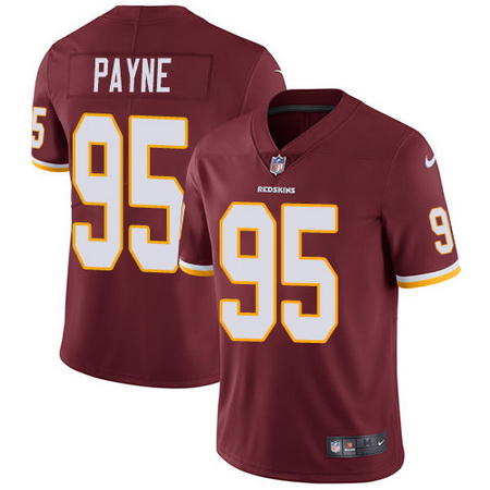 Nike Redskins #95 Da Ron Payne Burgundy Red Team Color Mens Stitched NFL Vapor Untouchable Limited J