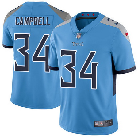 Nike Titans #34 Earl Campbell Light Blue Team Color Mens Stitched NFL Vapor Untouchable Limited Jers