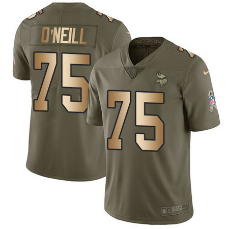 Nike Vikings #75 Brian O Neill Olive Gold Mens Stitched NFL Limited 2017 Salute To Service Jersey