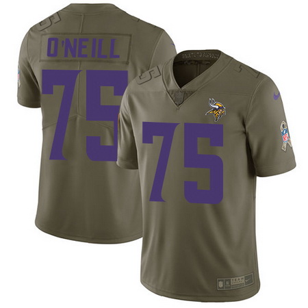 Nike Vikings #75 Brian O Neill Olive Mens Stitched NFL Limited 2