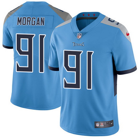 Nike Titans #91 Derrick Morgan Light Blue Team Color Mens Stitched NFL Vapor Untouchable Limited Jer