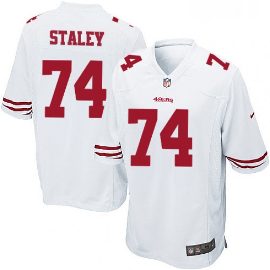 Mens Nike San Francisco 49ers 74 Joe Staley Game White NFL Jerse