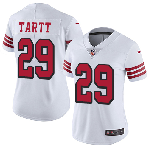 Nike 49ers #29 Jaquiski Tartt White Rush Womens Stitched NFL Vapor Untouchable Limited Jersey