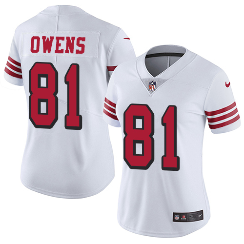 Nike 49ers #81 Terrell Owens White Rush Womens Stitched NFL Vapor Untouchable Limited Jersey