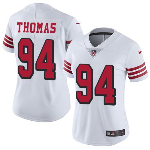 Nike 49ers #94 Solomon Thomas White Rush Womens Stitched NFL Vap