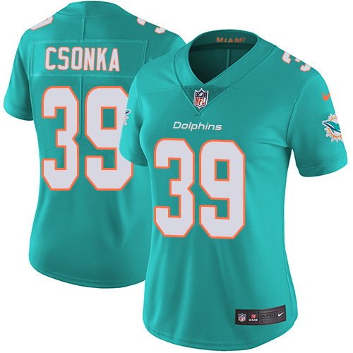 Nike Dolphins #39 Larry Csonka Aqua Green Team Color Womens Stitched NFL Vapor Untouchable Limited J