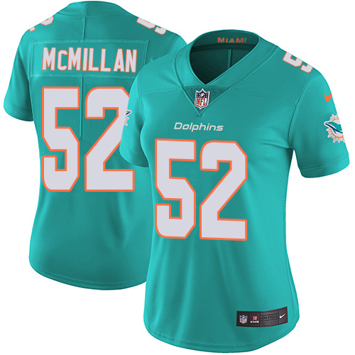 Nike Dolphins #52 Raekwon McMillan Aqua Green Team Color Womens Stitched NFL Vapor Untouchable Limit