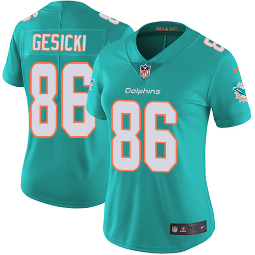 Nike Dolphins #86 Mike Gesicki Aqua Green Team Color Womens Stitched NFL Vapor Untouchable Limited J