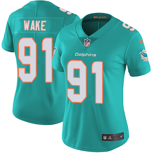 Nike Dolphins #91 Cameron Wake Aqua Green Team Color Womens Stitched NFL Vapor Untouchable Limited J