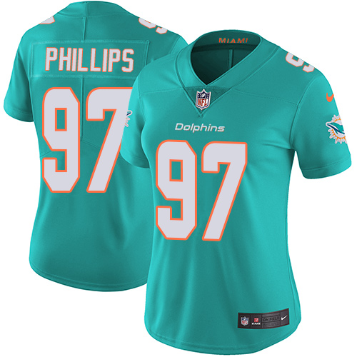 Nike Dolphins #97 Jordan Phillips Aqua Green Team Color Womens Stitched NFL Vapor Untouchable Limite