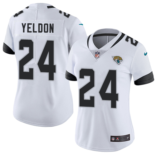 Nike Jaguars #24 T J Yeldon White Womens Stitched NFL Vapor Unto