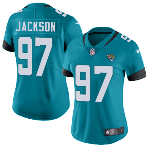 Nike Jaguars #97 Malik Jackson Teal Green Team Color Womens Stit