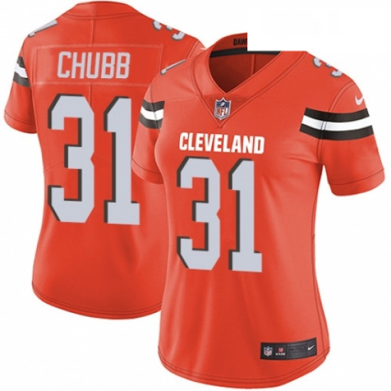 Womens Nike Cleveland Browns 31 Nick Chubb Orange Alternate Vapor Untouchable Limited Player NFL Jer