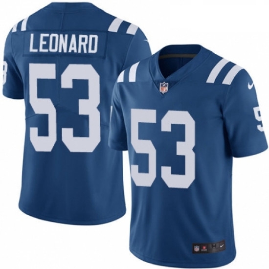 Youth Nike Indianapolis Colts 53 Darius Leonard Royal Blue Team Color Vapor Untouchable Elite Player