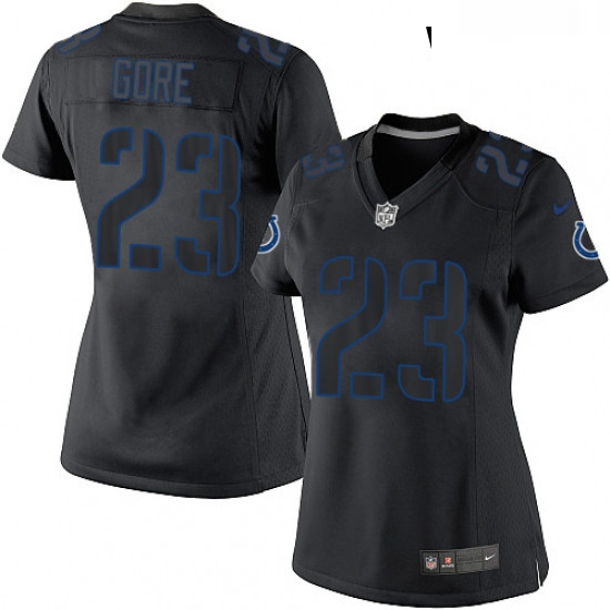 Womens Nike Indianapolis Colts 23 Frank Gore Limited Black Impact NFL Jersey