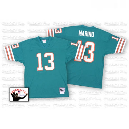 Youth Mitchell and Ness Miami Dolphins 13 Dan Marino Aqua Green Team Color Authentic Throwback NFL J