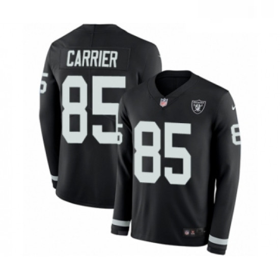 Mens Nike Oakland Raiders 85 Derek Carrier Limited Black Therma 