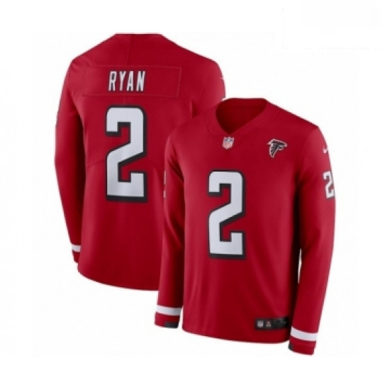 Men Nike Atlanta Falcons 2 Matt Ryan Limited Red Therma Long Sleeve NFL Jersey