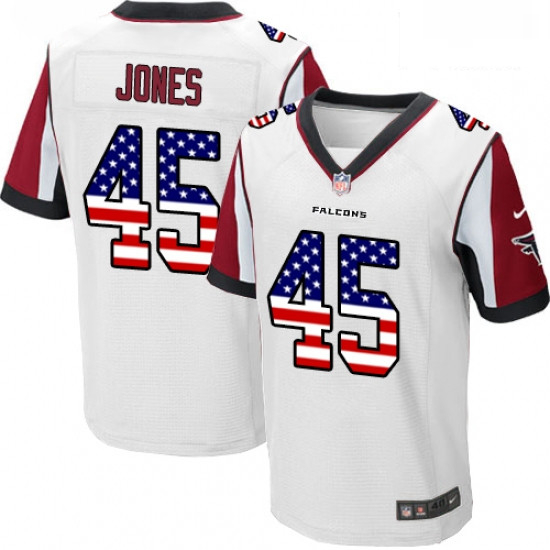 Men Nike Atlanta Falcons 45 Deion Jones Elite White Road USA Flag Fashion NFL Jersey