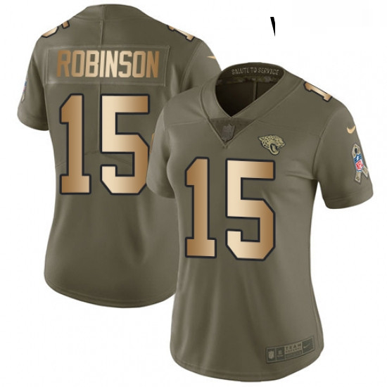 Womens Nike Jacksonville Jaguars 15 Allen Robinson Limited OliveGold 2017 Salute to Service NFL Jers