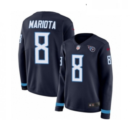 Womens Nike Tennessee Titans 8 Marcus Mariota Limited Navy Blue Therma Long Sleeve NFL Jersey