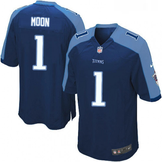 Mens Nike Tennessee Titans 1 Warren Moon Game Navy Blue Alternate NFL Jersey