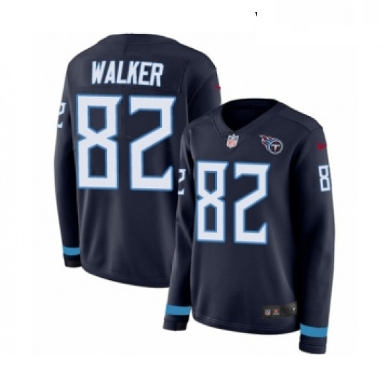 Womens Nike Tennessee Titans 82 Delanie Walker Limited Navy Blue Therma Long Sleeve NFL Jersey