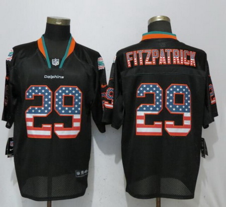 Nike Dolphins #29 Minkah Fitzpatrick Black USA Flag Fashion Elite Jersey 1