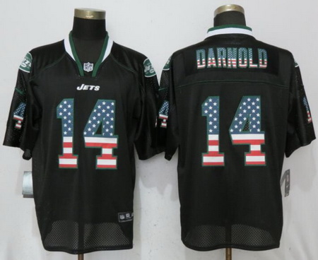 Nike Jets #14 Darnold USA Flag Fashion Black Elite Jerseys 1