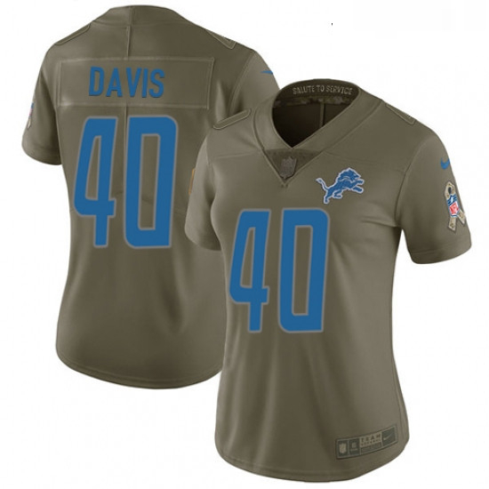 Womens Nike Detroit Lions 40 Jarrad Davis Limited Olive 2017 Salute to Service NFL Jersey